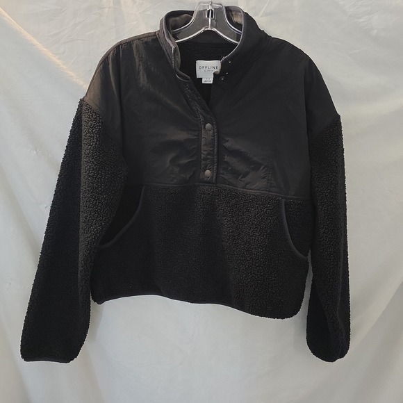 Offline by Aerie Jackets & Blazers - Offline By Aerie Fluff Love Quarter Snap Sherpa Jacket Black Size S